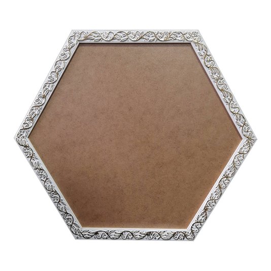 Moldura com Gravação de Folhagens Hexagonal para Quadros com Fundo em MDF e PVC Antirreflexo - 2x1
