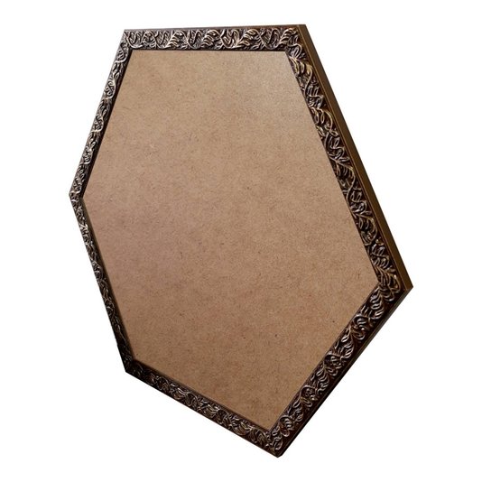 Moldura com Gravação de Folhagens Hexagonal para Quadros com Fundo em MDF e PVC Antirreflexo - 2x1