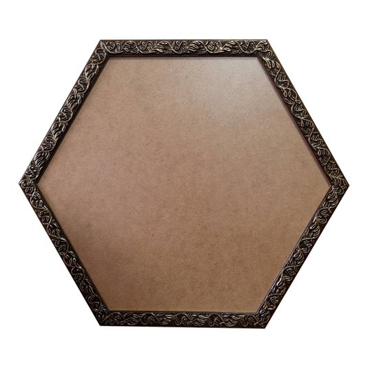 Moldura com Gravação de Folhagens Hexagonal para Quadros com Fundo em MDF e PVC Antirreflexo - 2x1