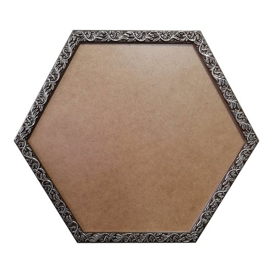 Moldura com Gravação de Folhagens Hexagonal para Quadros com Fundo em MDF e PVC Antirreflexo - 2x1
