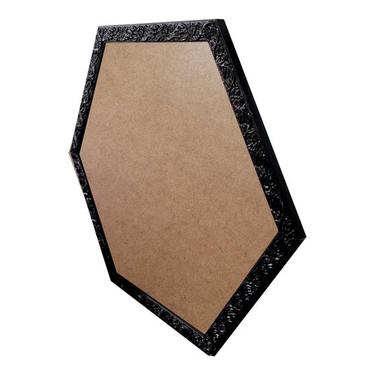Moldura com Gravação de Folhagens Hexagonal para Quadros com Fundo em MDF e PVC Antirreflexo - 2x1