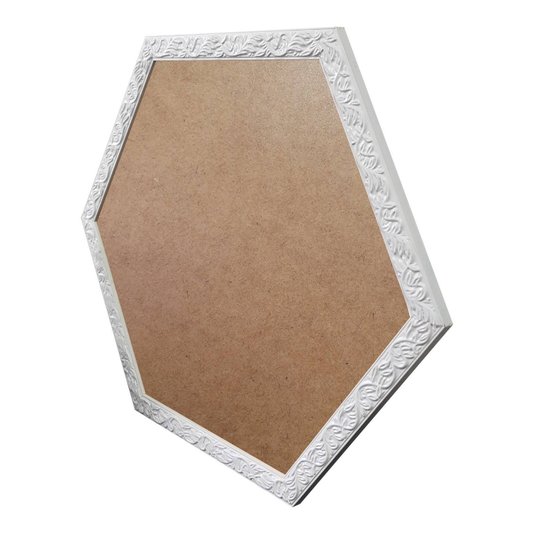 Moldura com Gravação de Folhagens Hexagonal para Quadros com Fundo em MDF e PVC Antirreflexo - 2x1