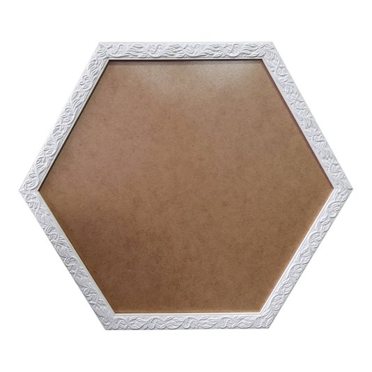 Moldura com Gravação de Folhagens Hexagonal para Quadros com Fundo em MDF e PVC Antirreflexo - 2x1