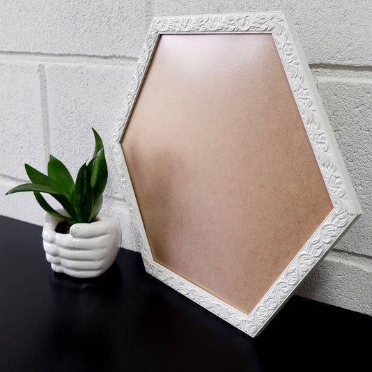 Moldura com Gravação de Folhagens Hexagonal para Quadros com Fundo em MDF e PVC Antirreflexo - 2x1