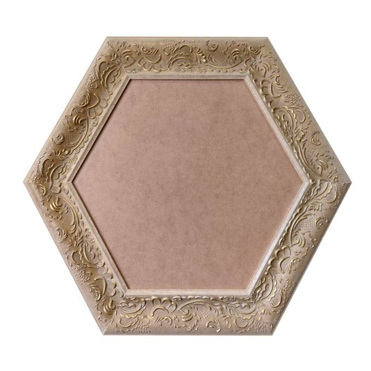 Moldura Provençal com Gravação Hexagonal para Quadros com Fundo em MDF e PVC Antirreflexo - 6x1,5