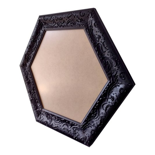 Moldura Provençal com Gravação Hexagonal para Quadros com Fundo em MDF e PVC Antirreflexo - 6x1,5