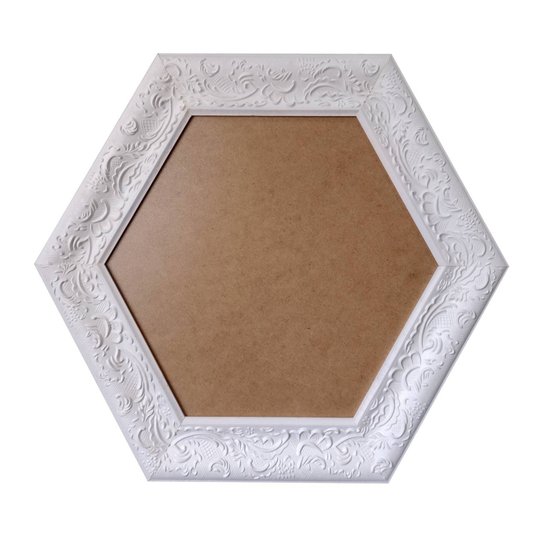 Moldura Provençal com Gravação Hexagonal para Quadros com Fundo em MDF e PVC Antirreflexo - 6x1,5