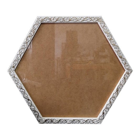 Moldura com Gravação de Folhagens Hexagonal para Quadros com Fundo MDF e Vidro - 2x1