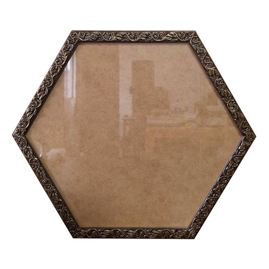 Moldura com Gravação de Folhagens Hexagonal para Quadros com Fundo MDF e Vidro - 2x1