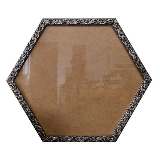Moldura com Gravação de Folhagens Hexagonal para Quadros com Fundo MDF e Vidro - 2x1