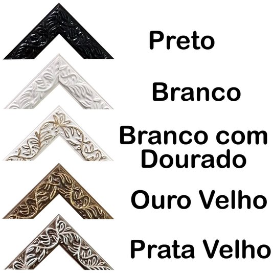 Moldura com Gravação de Folhagens Hexagonal para Quadros com Fundo MDF e Vidro - 2x1