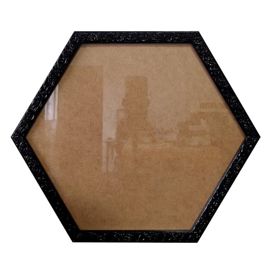 Moldura com Gravação de Folhagens Hexagonal para Quadros com Fundo MDF e Vidro - 2x1