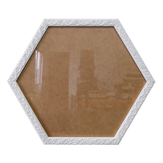 Moldura com Gravação de Folhagens Hexagonal para Quadros com Fundo MDF e Vidro - 2x1