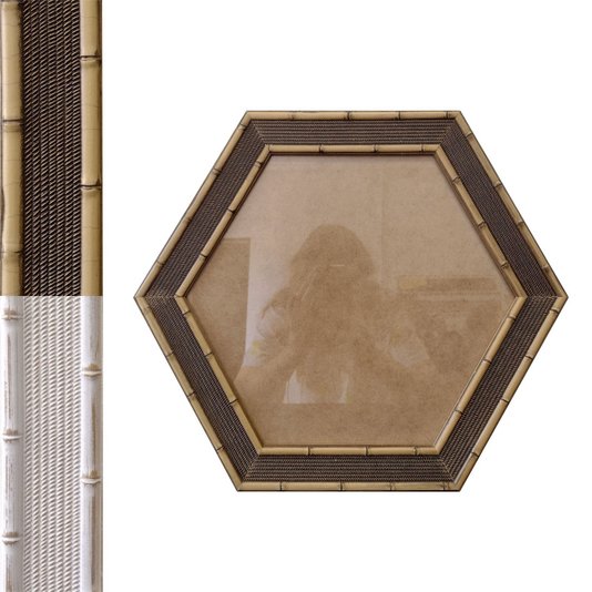 Moldura com Gravação de Bambu Hexagonal para Quadros com Fundo MDF e Vidro - 4,5x1,5