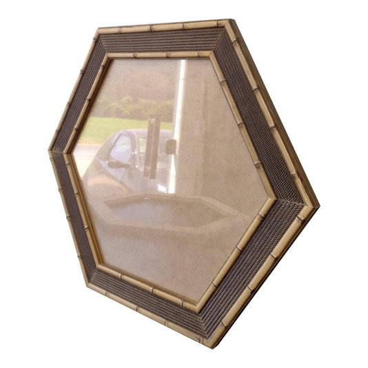 Moldura com Gravação de Bambu Hexagonal para Quadros com Fundo MDF e Vidro - 4,5x1,5
