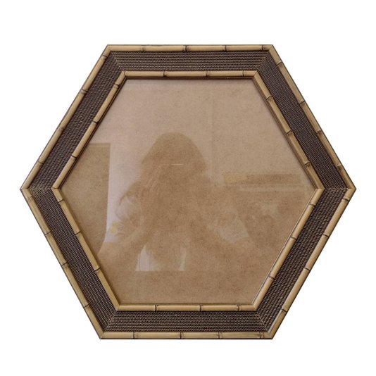 Moldura com Gravação de Bambu Hexagonal para Quadros com Fundo MDF e Vidro - 4,5x1,5