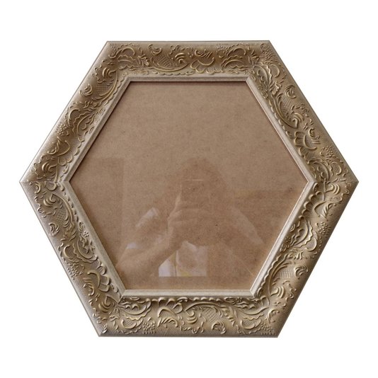 Moldura Provençal com Gravação Hexagonal para Quadros com Fundo MDF e Vidro - 6x1,5