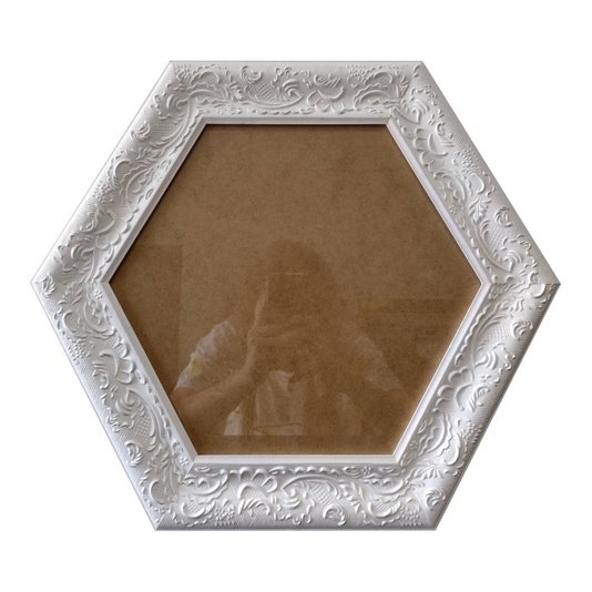 Moldura Provençal com Gravação Hexagonal para Quadros com Fundo MDF e Vidro - 6x1,5