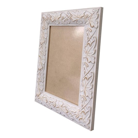 Moldura com Gravação de Folhas Ornamentais para Quadros e Fotos com Fundo MDF e PVC Antirreflexo - 3x1,5