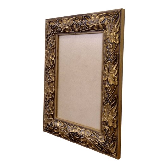 Moldura com Gravação de Folhas Ornamentais para Quadros e Fotos com Fundo MDF e PVC Antirreflexo - 3x1,5