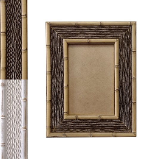 Moldura com Gravação de Bambu para Quadros e Fotos com Fundo MDF e PVC Antirreflexo - 4,5x1,5