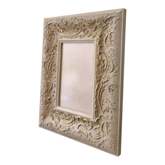 Moldura Provençal com Gravação para Quadros e Fotos com Fundo MDF e PVC Antirreflexo - 6x1,5