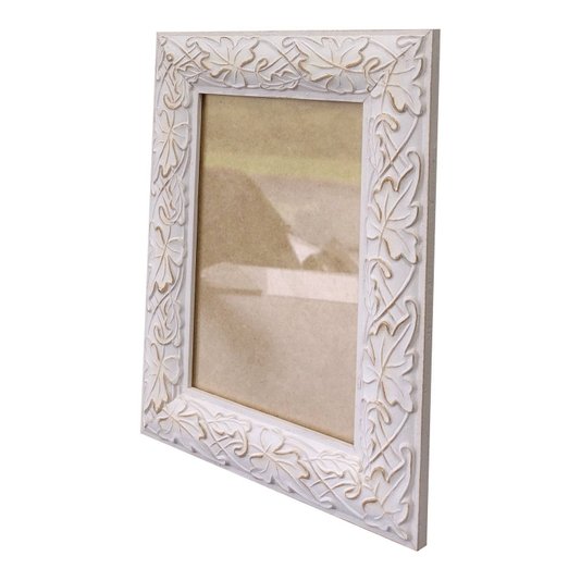 Moldura com Gravação de Folhas Ornamentais para Quadros e Fotos com Fundo MDF e Vidro - 3x1,5