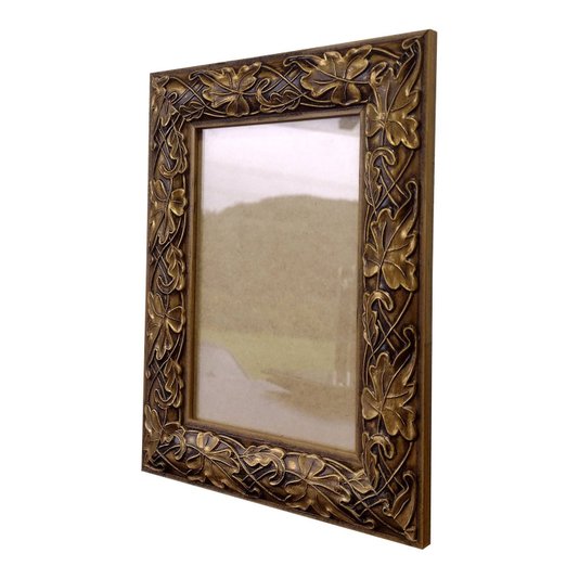 Moldura com Gravação de Folhas Ornamentais para Quadros e Fotos com Fundo MDF e Vidro - 3x1,5