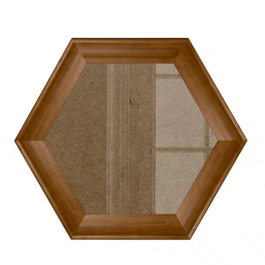 Moldura Côncava Envernizada Hexagonal para Quadros e Fotos com Fundo Mdf e Frente em Vidro - 4,4x1,9