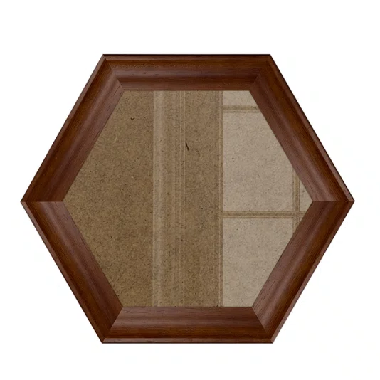 Moldura Côncava Envernizada Hexagonal para Quadros e Fotos com Fundo Mdf e Frente em Vidro - 4,4x1,9