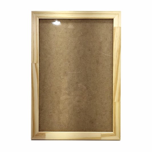 Moldura De Pinus Natural para Quadros Decorativos com Fundo MDF e Vidro 2x1