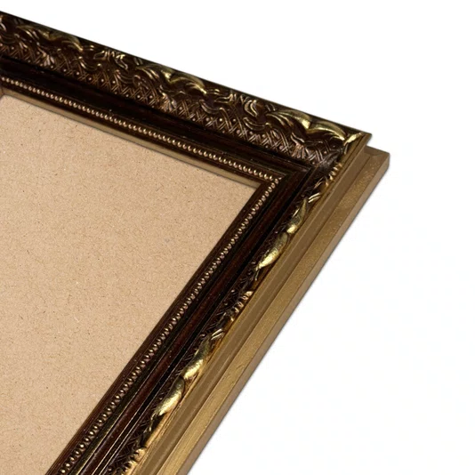 Moldura Dourada com Gravação para Quadros com Fundo MDF - 4x2,5