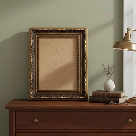 Moldura Dourada com Gravação para Quadros com Fundo MDF - 4x2,5
