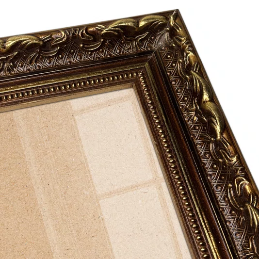 Moldura Dourada com Gravação para Quadros com Fundo MDF e Vidro - 4x2,5