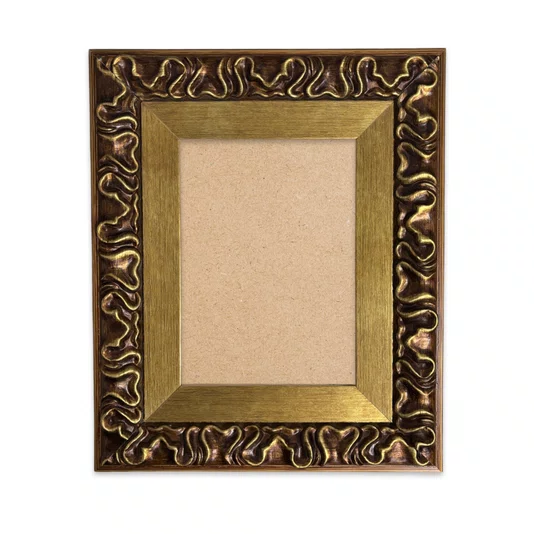 Moldura Efeito Escovado Fino e Gravação de Curvas Fluidas para Quadros e Fotos com Fundo Mdf - 7,1x2,8