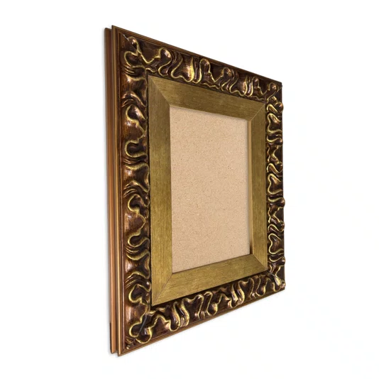 Moldura Efeito Escovado Fino e Gravação de Curvas Fluidas para Quadros e Fotos com Fundo Mdf - 7,1x2,8