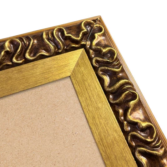 Moldura Efeito Escovado Fino e Gravação de Curvas Fluidas para Quadros e Fotos com Fundo Mdf - 7,1x2,8