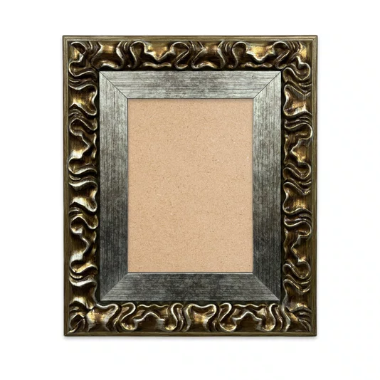 Moldura Efeito Escovado Fino e Gravação de Curvas Fluidas para Quadros e Fotos com Fundo Mdf - 7,1x2,8