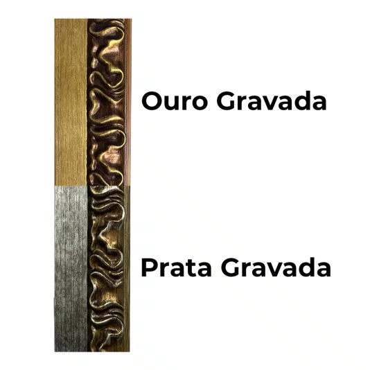 Moldura Efeito Escovado Fino e Gravação de Curvas Fluidas para Quadros e Fotos com Fundo Mdf e Frente em Acetato - 7,1x2,8