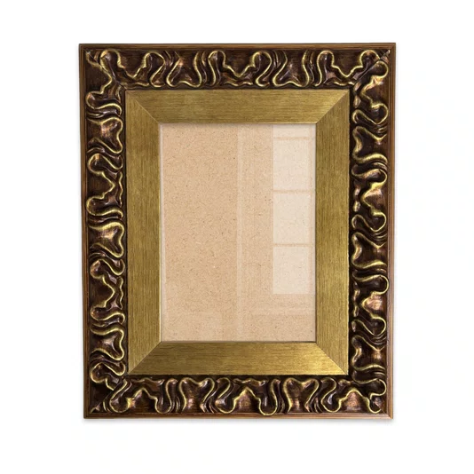 Moldura Efeito Escovado Fino e Gravação de Curvas Fluidas para Quadros e Fotos com Fundo Mdf e Frente em Acetato - 7,1x2,8