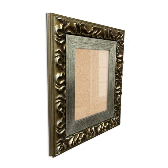 Moldura Efeito Escovado Fino e Gravação de Curvas Fluidas para Quadros e Fotos com Fundo Mdf e Frente em Acetato - 7,1x2,8