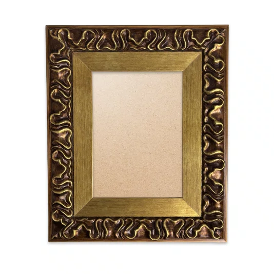 Moldura Efeito Escovado Fino e Gravação de Curvas Fluidas para Quadros e Fotos com Fundo Mdf e Frente em PVC Antirreflexo - 7,1x2,8