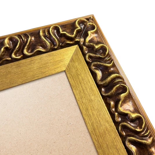 Moldura Efeito Escovado Fino e Gravação de Curvas Fluidas para Quadros e Fotos com Fundo Mdf e Frente em PVC Antirreflexo - 7,1x2,8