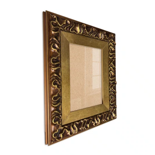 Moldura Efeito Escovado Fino e Gravação de Curvas Fluidas para Quadros e Fotos com Fundo Mdf e Frente em Vidro - 7,1x2,8