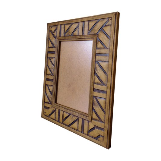 Moldura em Madeira Natural com Gravação para Quadros e Fotos com Fundo MDF e PVC Antirreflexo - 4,5x1,2