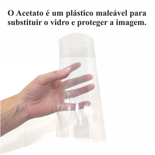Moldura em Madeira Natural Gravada para Quadros e Fotos com Fundo MDF e Acetato - 3x1