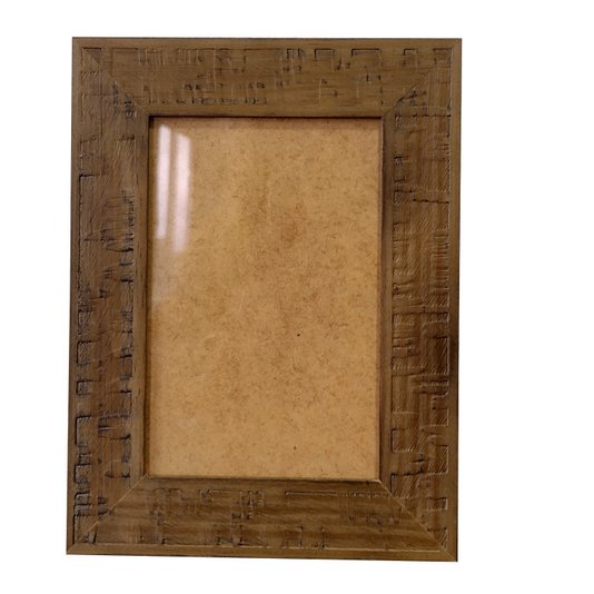 Moldura em Madeira Natural Gravada para Quadros e Fotos com Fundo MDF e Acetato - 3x1