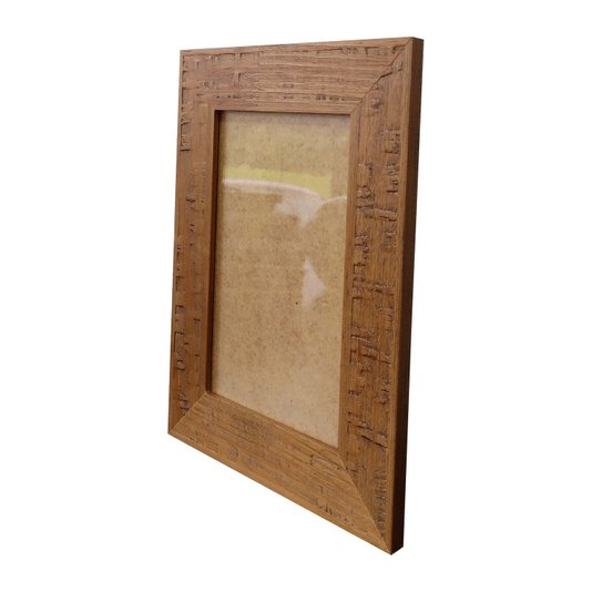 Moldura em Madeira Natural Gravada para Quadros e Fotos com Fundo MDF e Acetato - 3x1