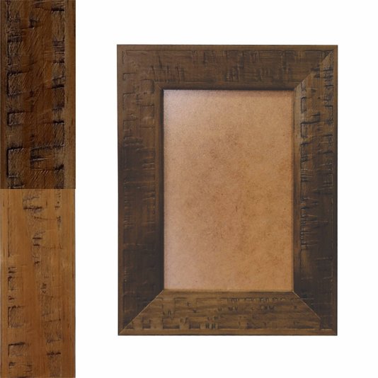 Moldura em Madeira Natural Gravada para Quadros e Fotos com Fundo MDF e PVC Antirreflexo - 3x1