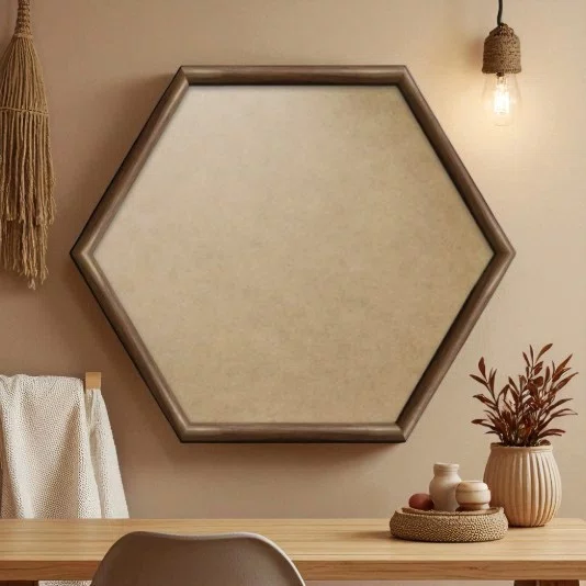 Moldura Hexagonal Abaulada Lisa Revestida para Quadros com Fundo MDF E Frente Em PVC Antirreflexo - 2x3